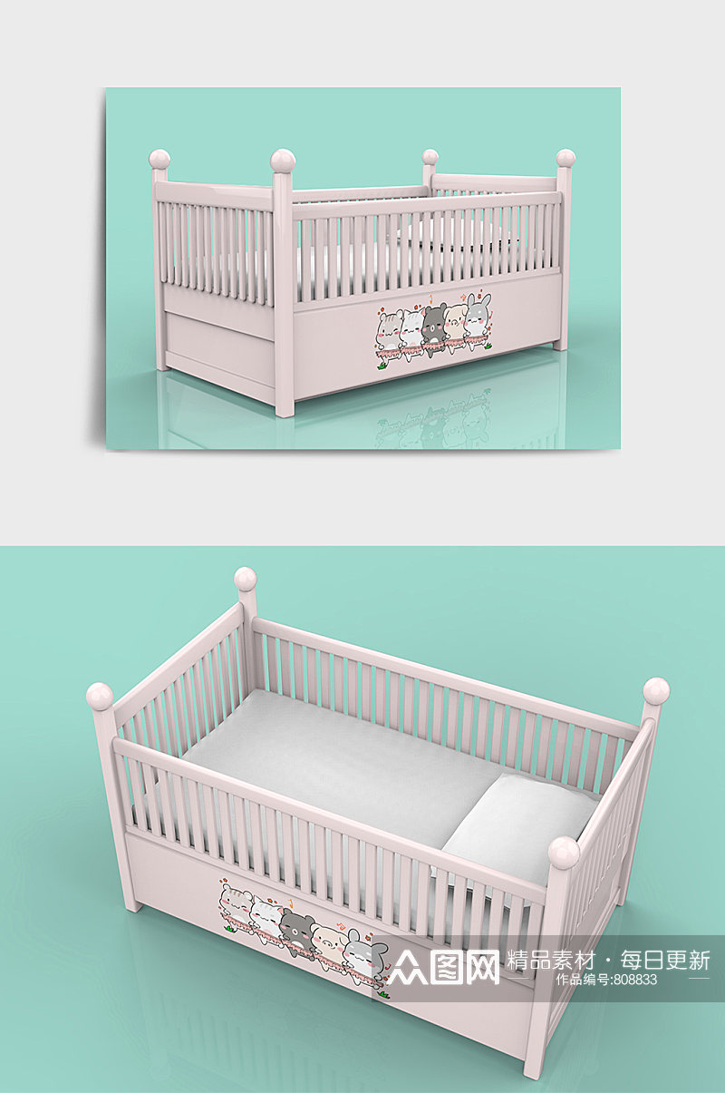 婴儿床家居装饰C4D模型素材
