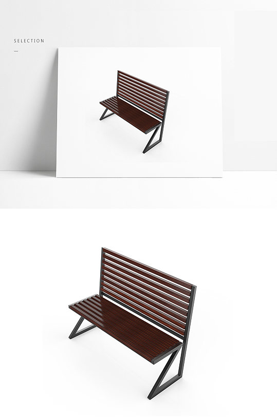 公园长凳休息座椅3D模型
