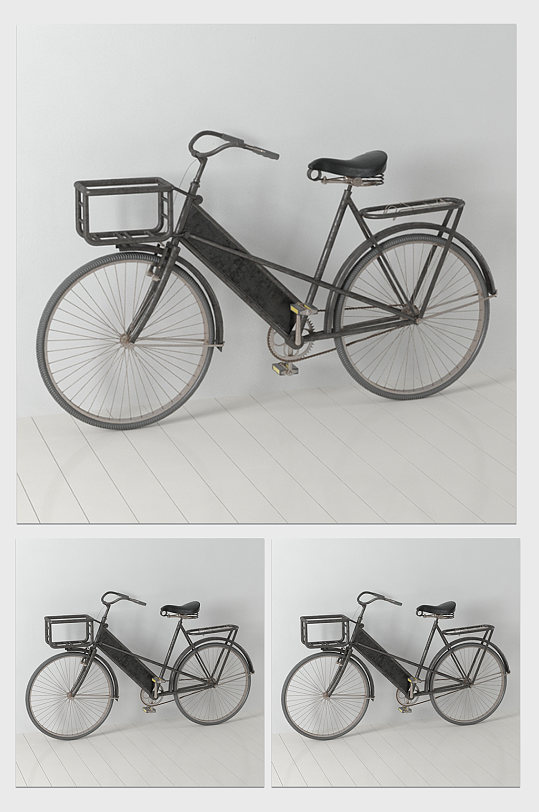 简约装修装饰自行车摆件C4D模型