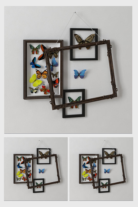 简约装修装饰蝴蝶摆件C4D模型-众图网