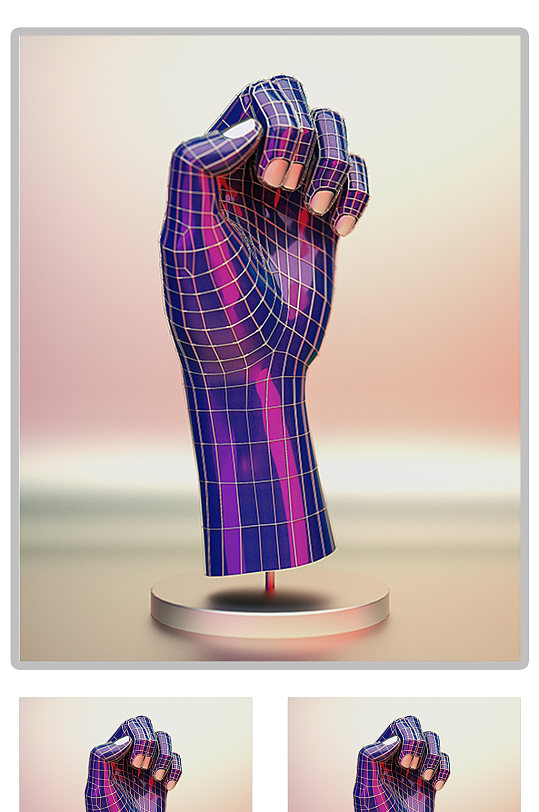 未来科幻世界手型C4D模型（含灯光贴图）-众图网