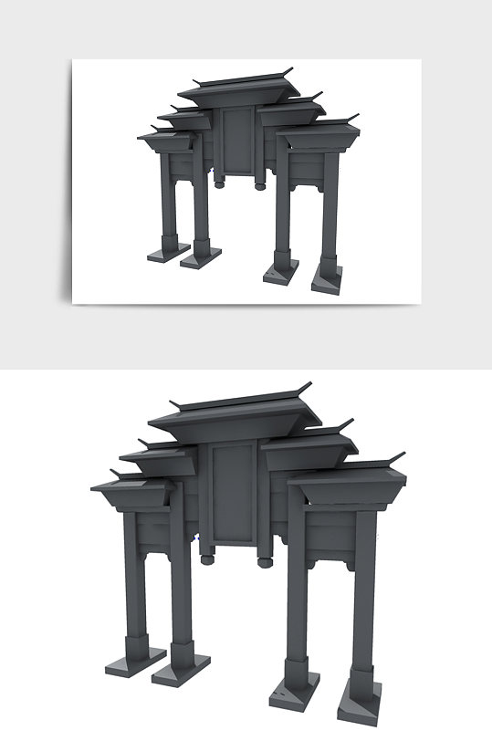 牌坊扎灯中式建筑亭子3D模型