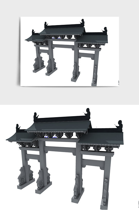 牌坊中国风中式建筑亭子3D模型-众图网