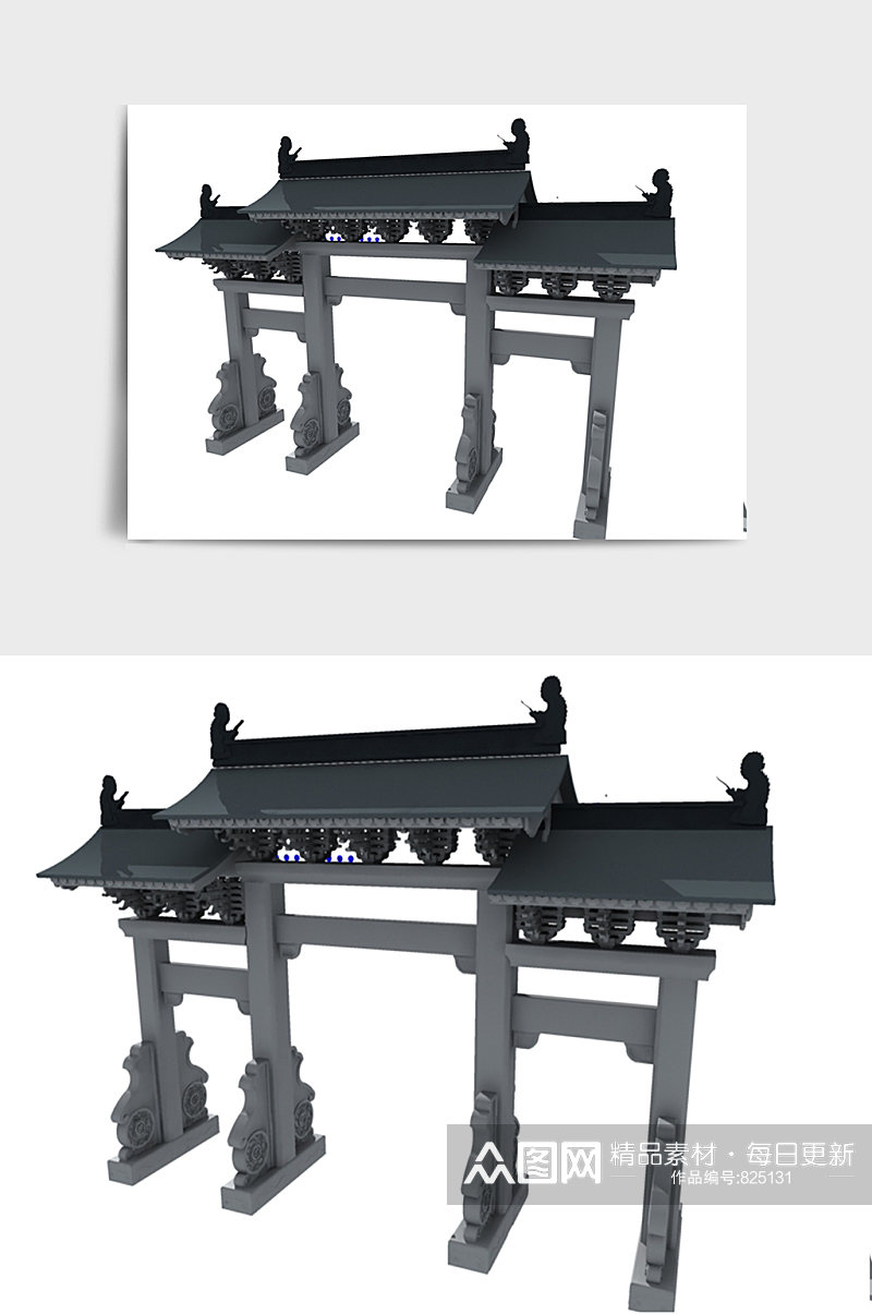 牌坊中国风中式建筑亭子3D模型素材