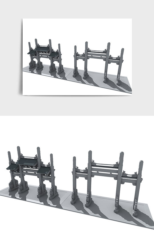 牌坊中国风中式建筑亭子3D模型-众图网