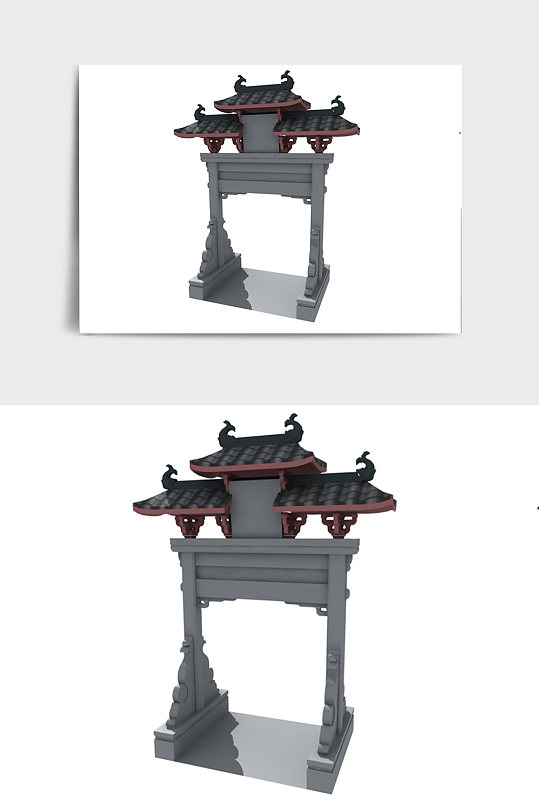 中国风中式门楼牌坊亭子3D模型