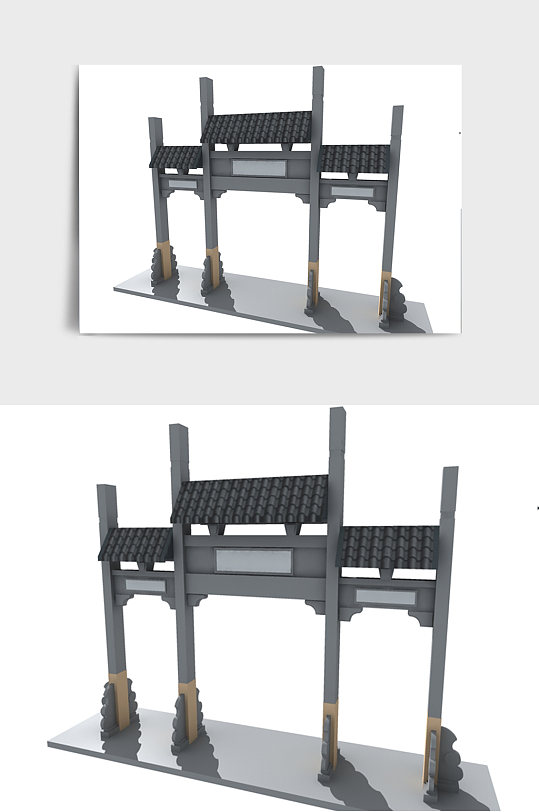 牌坊中国风中式门楼亭子3D模型