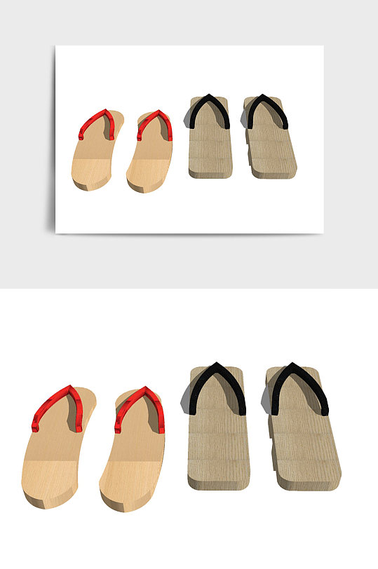拖鞋木屐鞋子SU草图大师3D模型