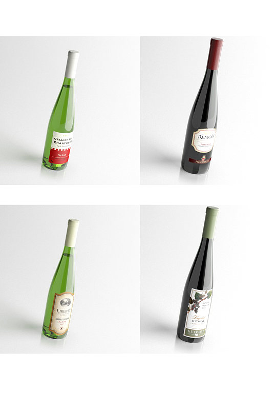 洋酒葡萄酒酒瓶样机产品C4D模型-众图网