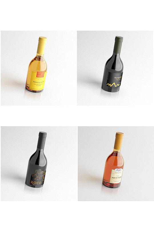 啤酒洋酒葡萄酒酒瓶样机产品C4D模型-众图网