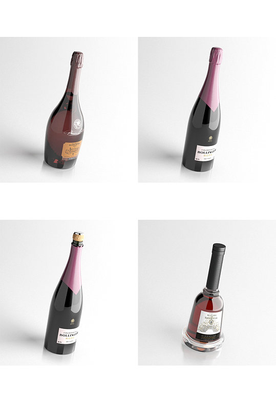 红酒葡萄酒酒瓶样机产品C4D模型-众图网