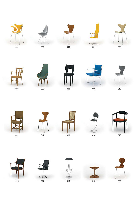 25套椅子沙发桌子吧台椅3D模型合集