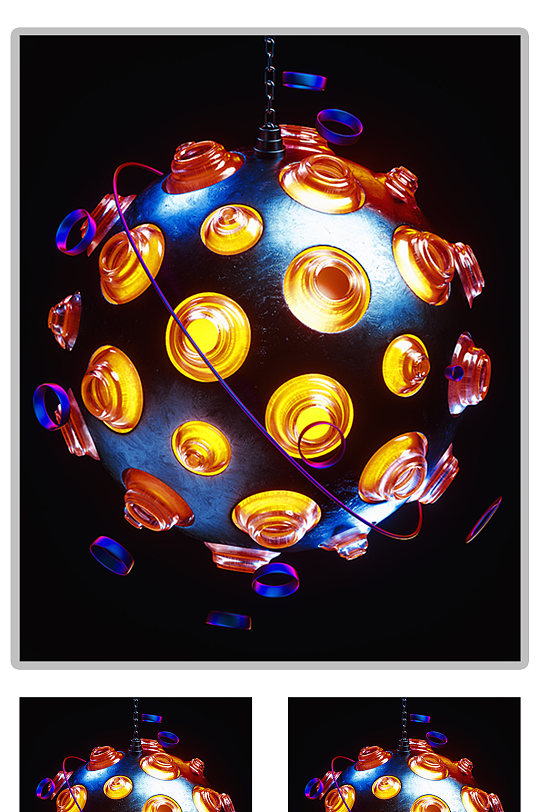 未来科幻世界光球C4D模型（含灯光贴图）