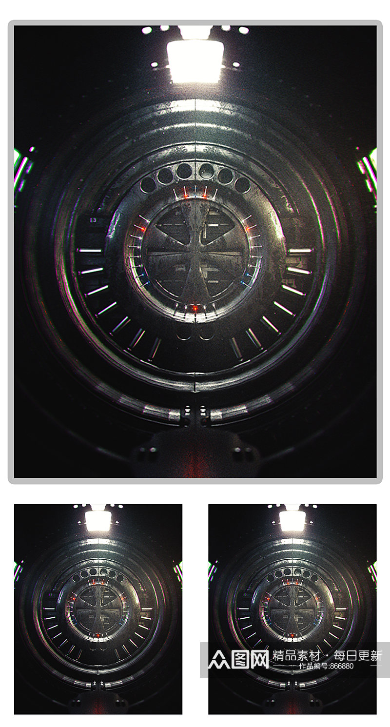 未来科幻世界机器C4D模型（含灯光贴图）素材