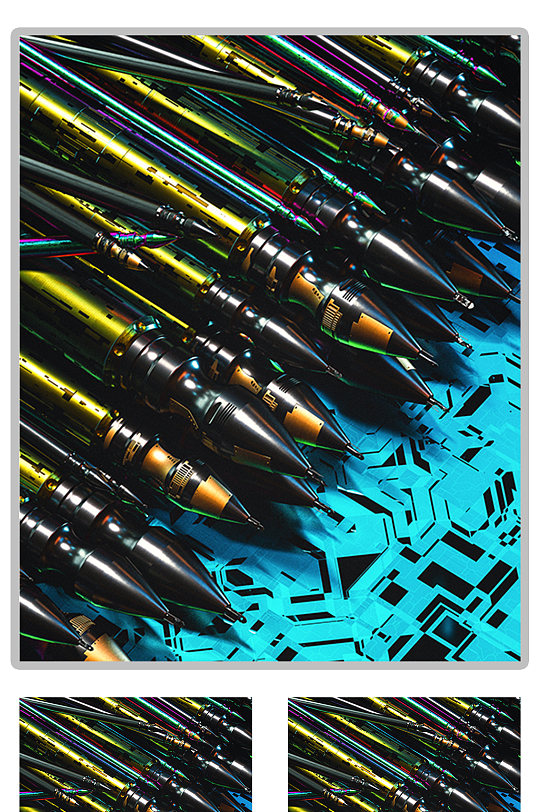 科幻科技笔C4D模型（含灯光贴图）-众图网