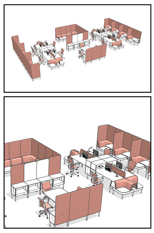 办公室公司工位SU模型草图大师-众图网