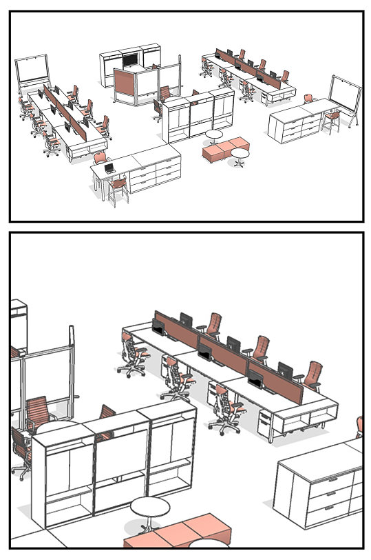 办公室座位公司工位SU模型草图大师-众图网