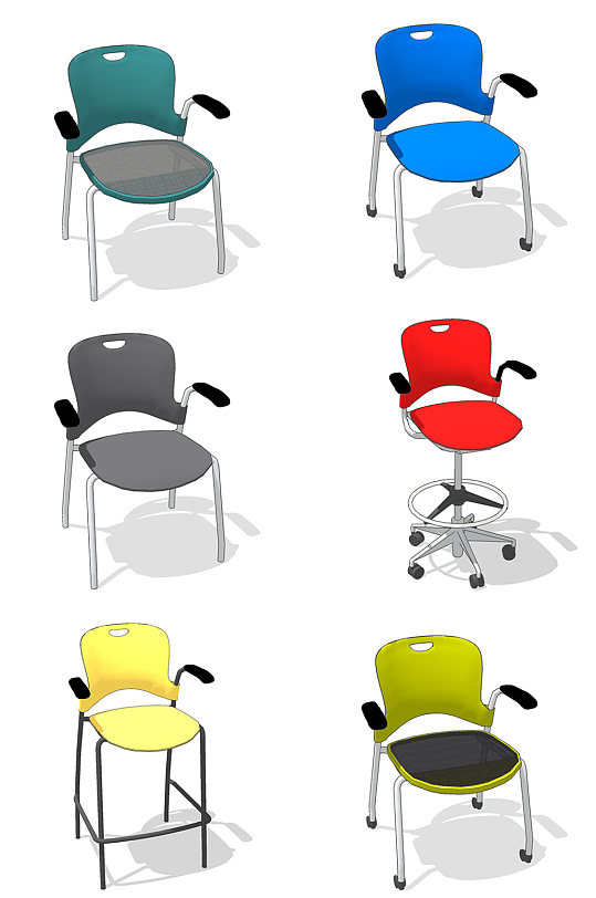 6款办公室椅子SU模型草图大师-众图网