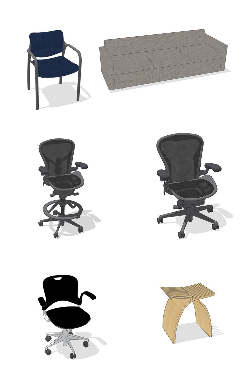 6款办公室椅子SU模型草图大师素材