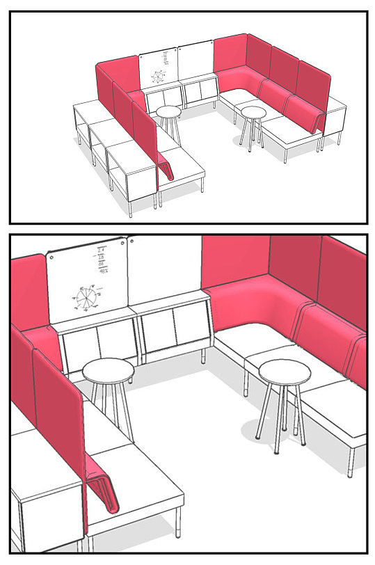 办公室休息区沙发座椅SU模型-众图网