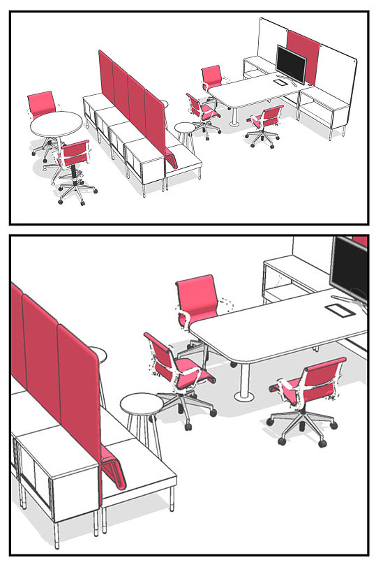 办公室办公桌办公区电脑桌SU模型
