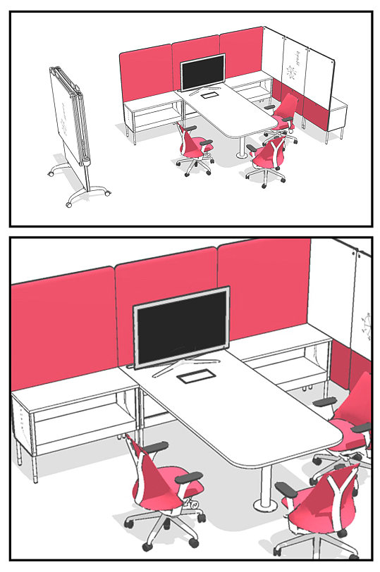 座椅电脑办公室休息室洽谈室会议室SU模型