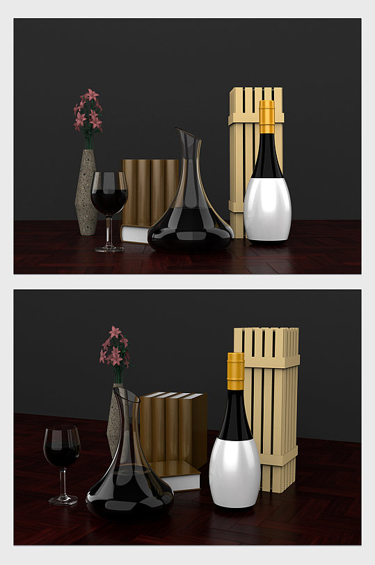 葡萄酒红酒酒瓶摆件装饰C4D模型-众图网