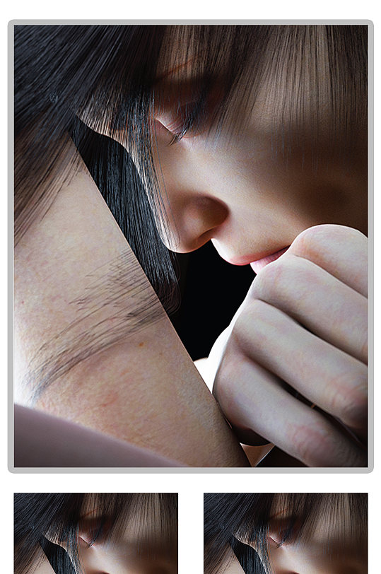 美女模特脸部特写C4D模型含灯光贴图-众图网