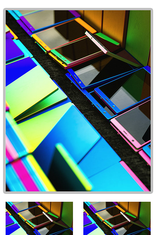 金属灯光材质彩色c4d模型(含灯光贴图)