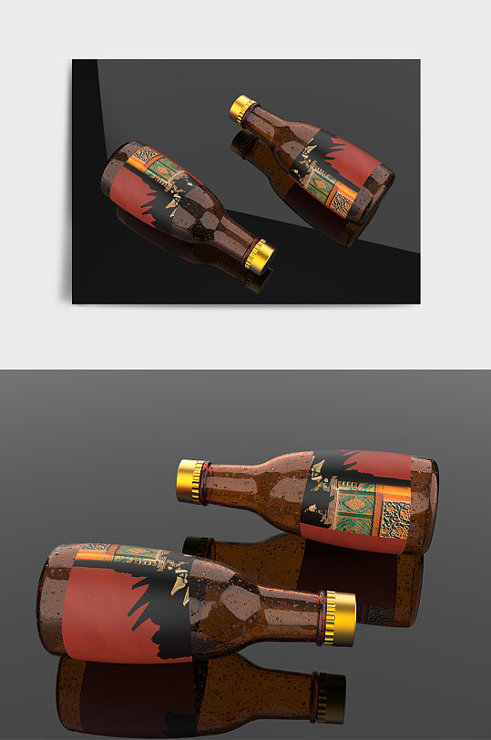 啤酒酒瓶摆件C4D模型