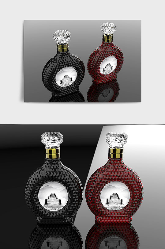 洋酒酒瓶摆件C4D模型-众图网