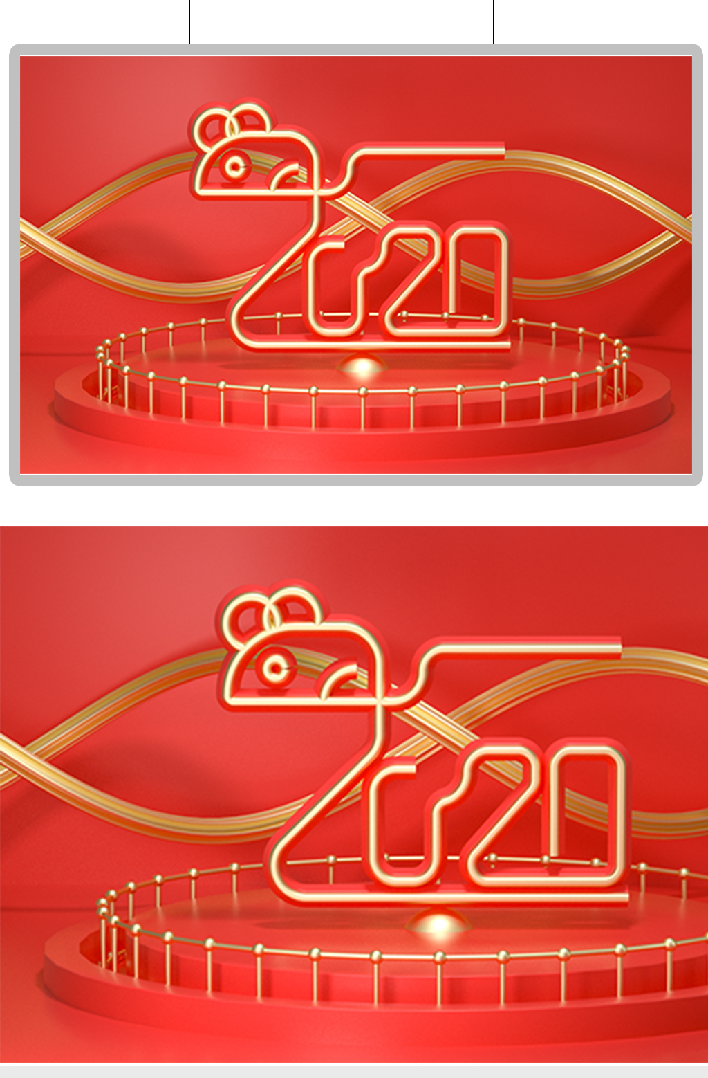 新年喜庆美陈电商场景3D模型素材
