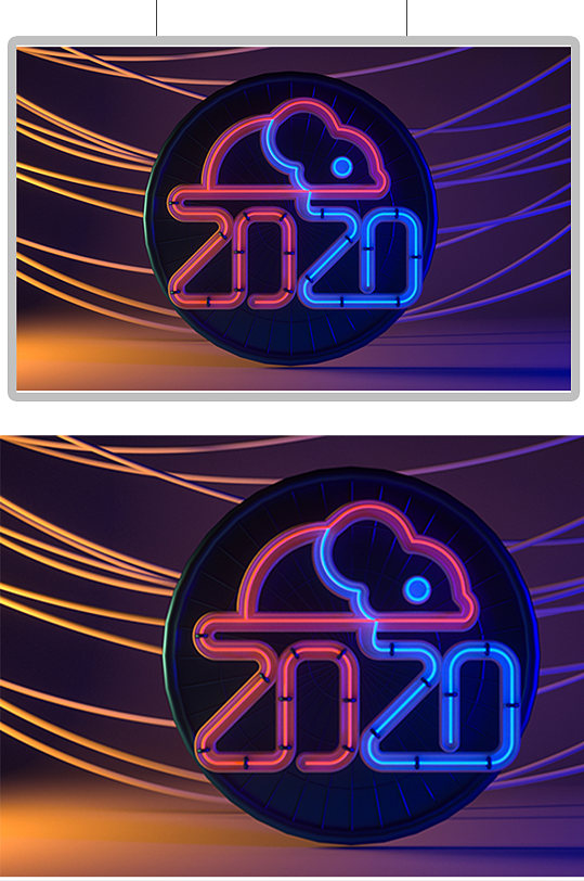 数字灯光线条C4D模型-众图网