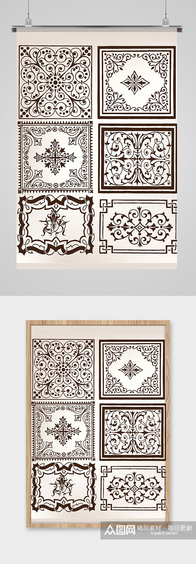 古典欧式窗花花纹边框矢量素材素材