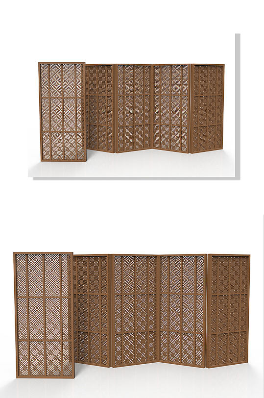 C4D中式中国风隔断屏风-众图网