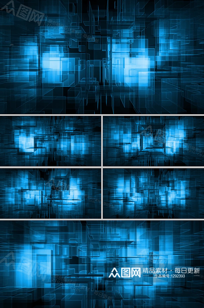 蓝色科技玻璃立方体商务背景视频素材素材