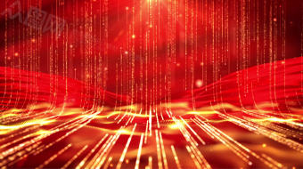 红色盛典金色粒子线穿梭年会背景视频素材-众图网