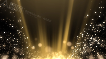 金色放射光效年会粒子唯美背景视频素材-众图网