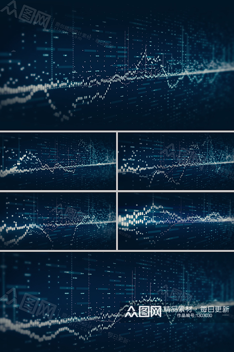 蓝色动态数据分析链动态背景视频素材素材