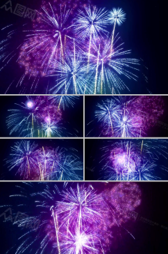 漂亮焰火绽放出紫色烟花背景视频素材