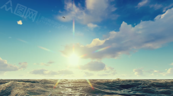 海浪声声唯美海景天空背景视频素材-众图网