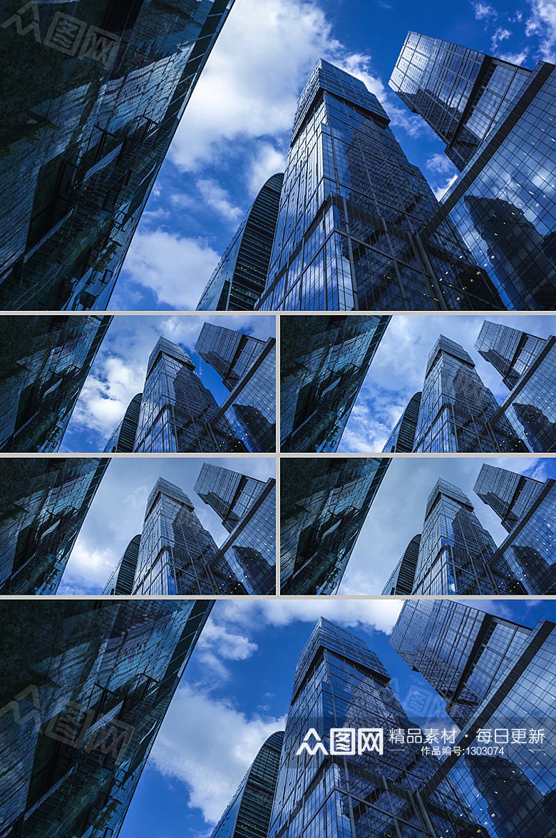 高楼反射玻璃仰角实拍背景视频素材素材