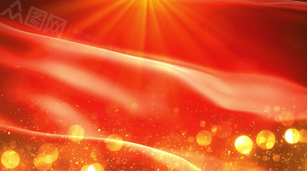 华丽党政风旗帜飘扬金色粒子视频素材-众图网