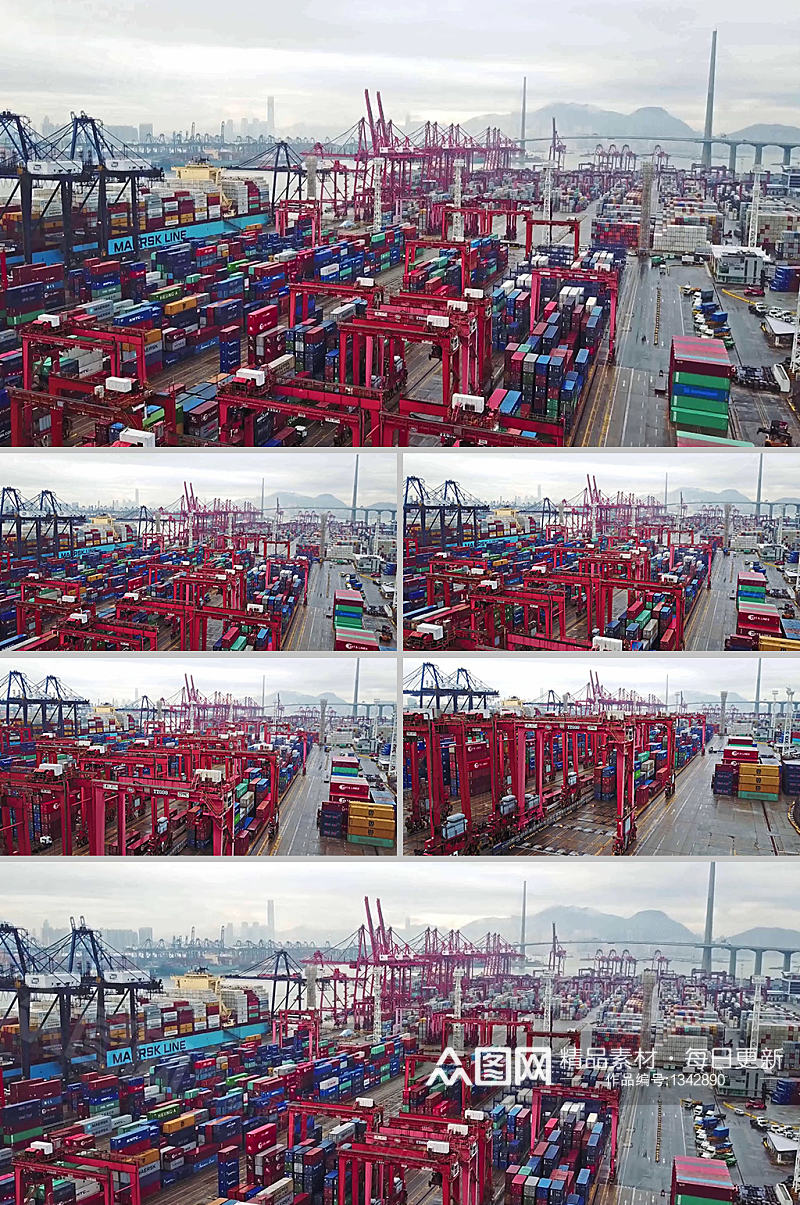 实拍港湾集装箱码头运营风貌视频素材素材