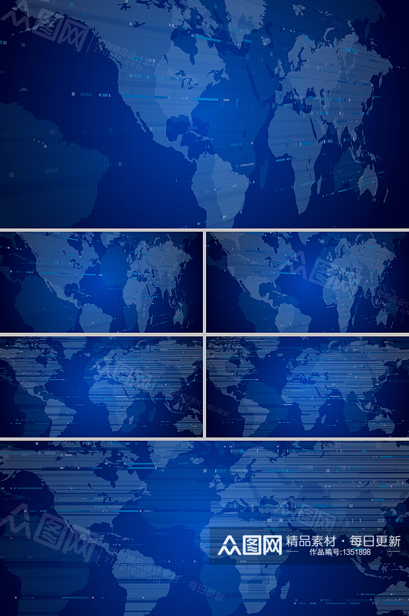 蓝色科技HUD界面世界地图背景视频素材素材