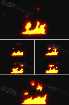 平静篝火式条形小火焰循环燃烧动画视频素材