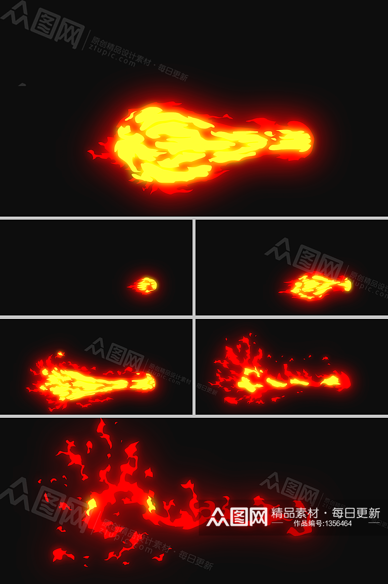 粗口径火焰枪猛烈喷射火焰动画视频素材素材