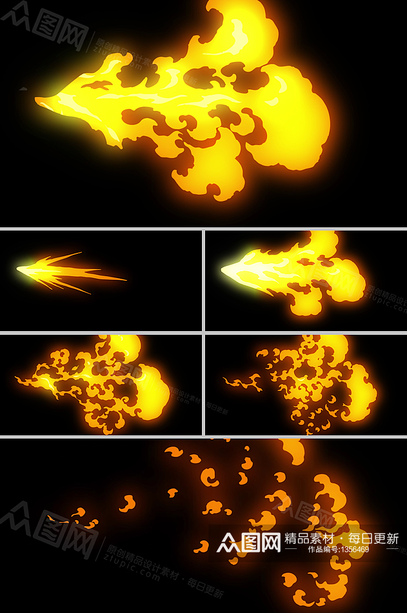 炙热蒸汽式快速喷涌火焰气体动画视频素材素材