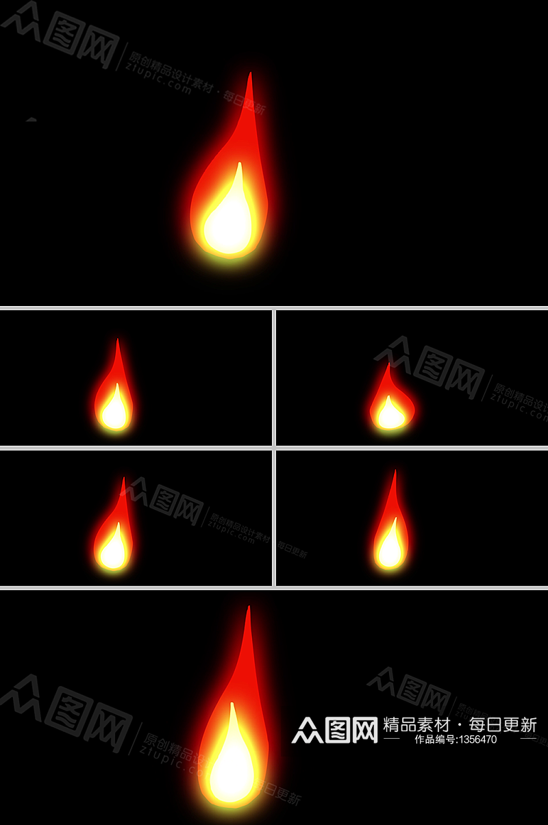 火柴蜡烛燃烧的小股火苗动画视频素材素材