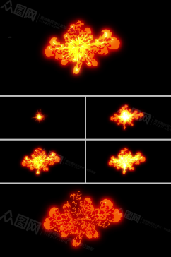 击中爆炸式短促火焰卡通动画视频素材